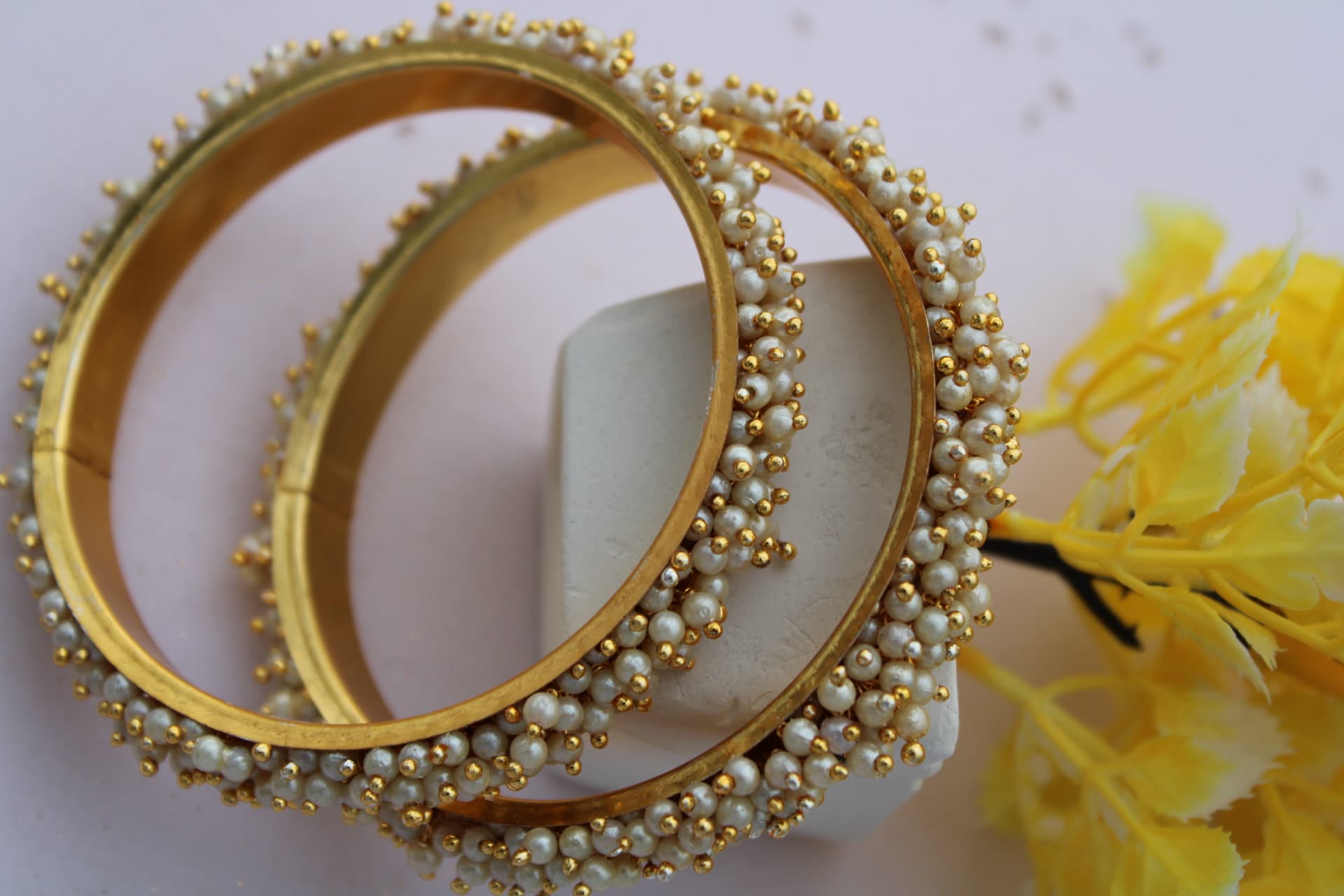 Jewelry Pearl Bangles indian Bangles bridesmaid Gift Gold Plated