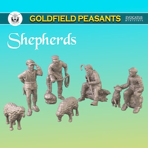 Set #17 Shepherds Goldfied Peasants 28mm 32mm TGM-7