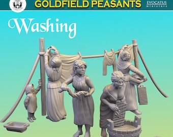 Set #19 Washing Goldfied Peasants 28mm 32mm TGM-7