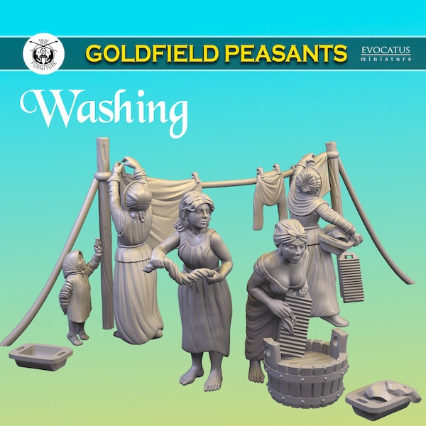 Set #19 Washing Goldfied Peasants 28mm 32mm