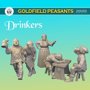 Set #1 Village drinkers Goldfied Peasants 28mm 32mm TGM-7