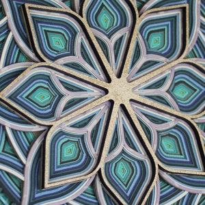 Blue Cut Paper Mandala Framed Wall Art (pronto da appendere)