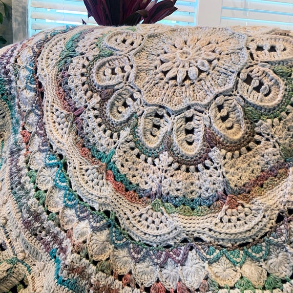 Heirloom Quality Textured Mandala Crochet 52" Blanket