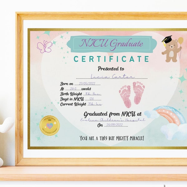 Nicu Graduation Certificate Etsy