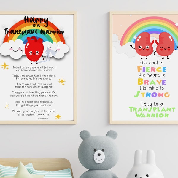 Kind orgaantransplantatie viering cadeau | Nierversary gift | Bewustwording van orgaandonatie | Gepersonaliseerd transplantatiegedicht | Transplantatie print