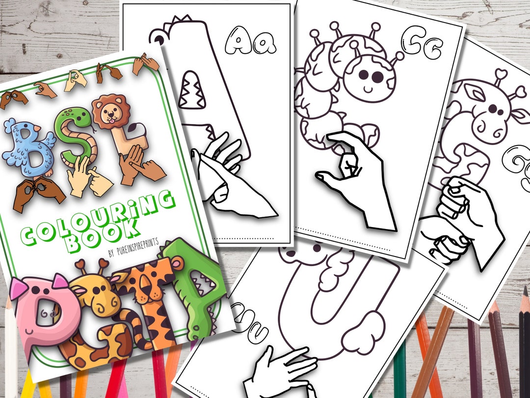 BSL Sign Language Alphabet Colouring Book Learn BSL Alphabet Gift Bsl ...
