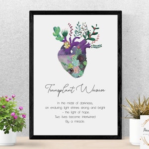 Heart Transplant anniversary gift | Heart Transplant print | Inspirational transplant quote | Organ Transplant | Organ donation awareness