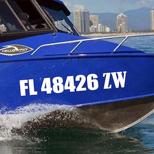 Números de registro estatales de barcos personalizados Par de calcomanías de letras Pegatinas de calcomanías de vinilo, Calcomanía de vinilo de registro de embarcaciones Jet Sky, Regalo de marinero