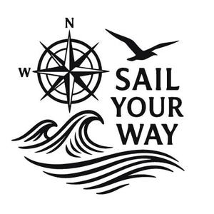 Adesivo per barche "SAIL YOUR WAY" / Decalcomania in vinile nautico / Rosa dei venti marina per barche, kayak, camper e frigoriferi, adesivo personalizzato per barche da pesca