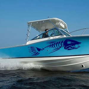 Fish Skull Boat Decal – Fishing Vinyl Sticker for Boats, Cars, Coolers | Marine Decor Gift for Fisherman, Dad, Captain