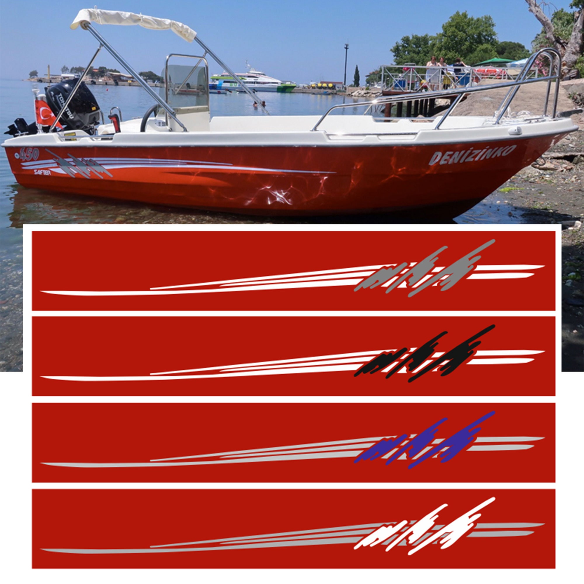 Two Color Line Boat Decal Vinyl Decal Boat Decal Sticker Etsy