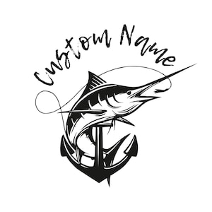 Adesivo pesce spada personalizzato con nome bot, adesivo pesce spada, adesivo pesca, decalcomania pesca, adesivo pesce spada, regalo pescatore, barca da pesca