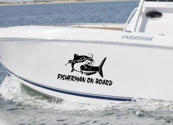 Fisherman on Board Sticker, Boat Sticker, Boat Decal, Fishing