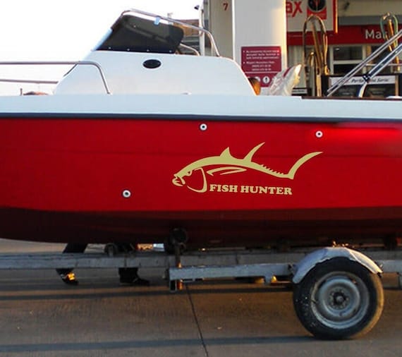CUSTOM TEXT STICKER, Boat Decals, Fish and Text Boat Decal Perfect
