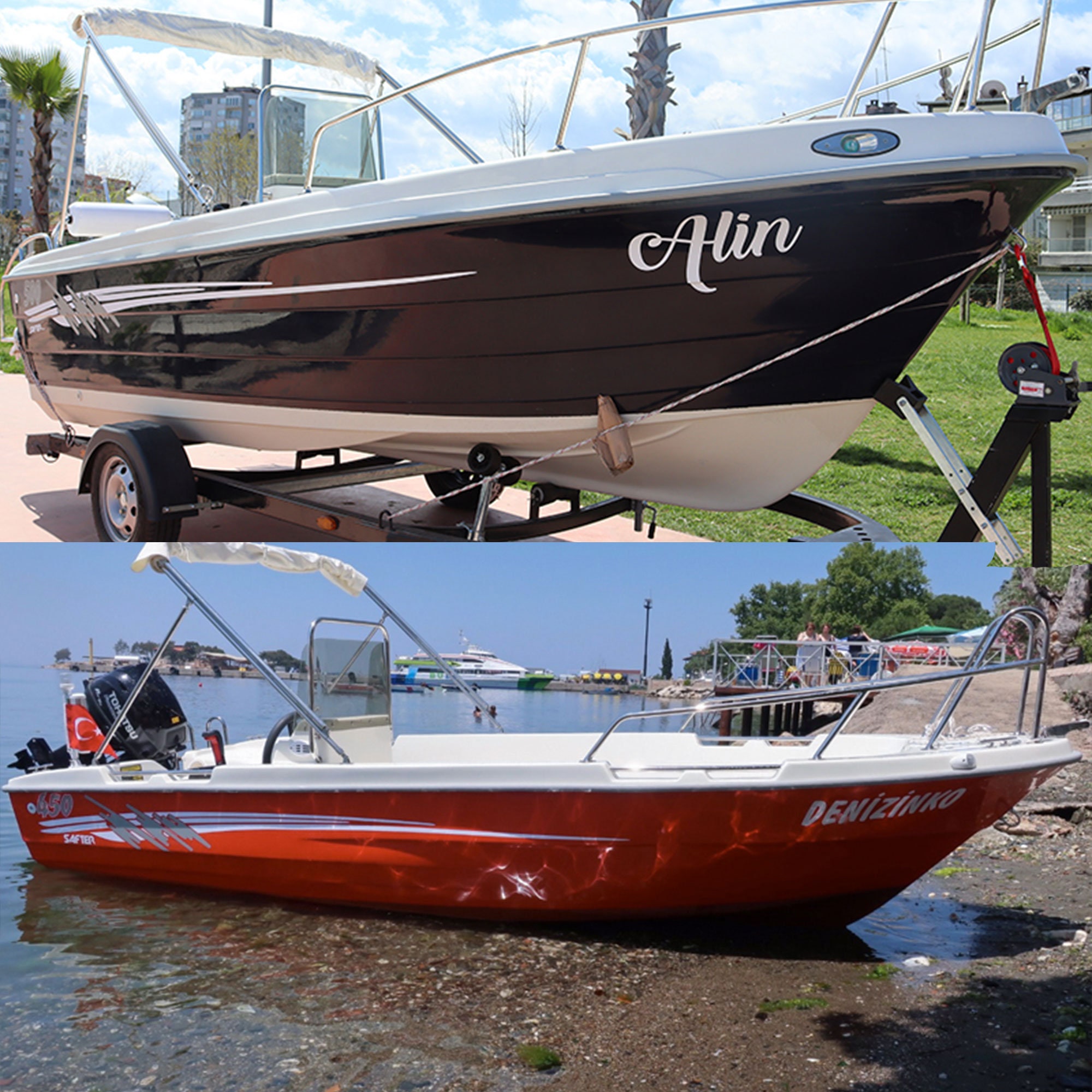 Two Color Line Boat Decal Vinyl Decal Boat Decal Sticker Etsy