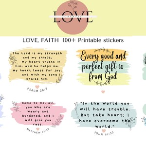 100+ God's Love, Faith, Bible Verse Printable Digital Stickers | PNG ...