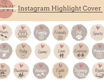 100+ Love Instagram Highlight Cover | Neutral colors | Digital product | PNG | Love | Heart | Art or Music lover cover