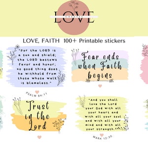 100+ God's Love, Faith, Bible Verse Printable Digital Stickers | PNG ...