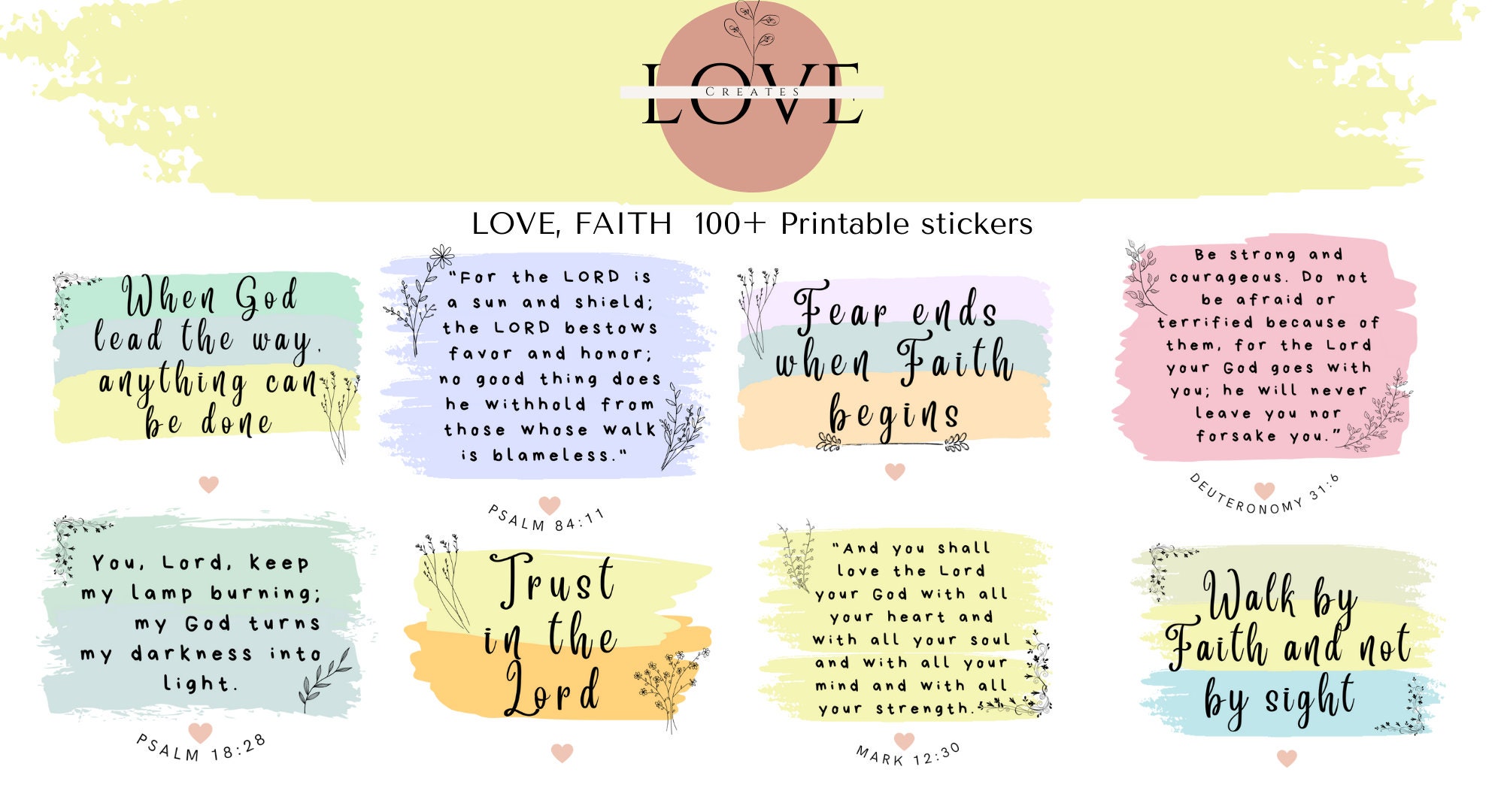 100+ God's Love, Faith, Bible Verse Printable Digital Stickers | PNG ...