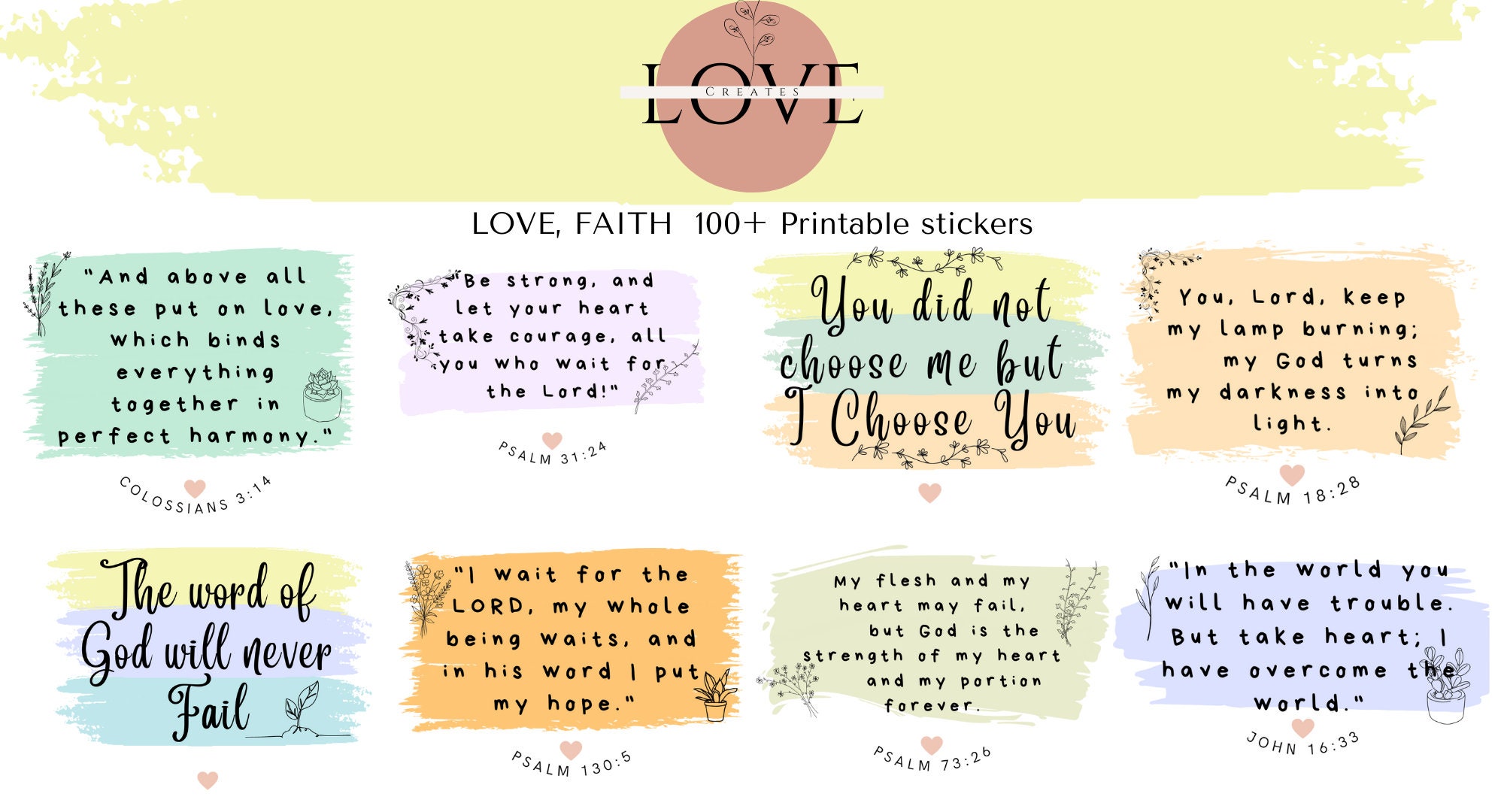 100+ God's Love, Faith, Bible Verse Printable Digital Stickers | PNG ...