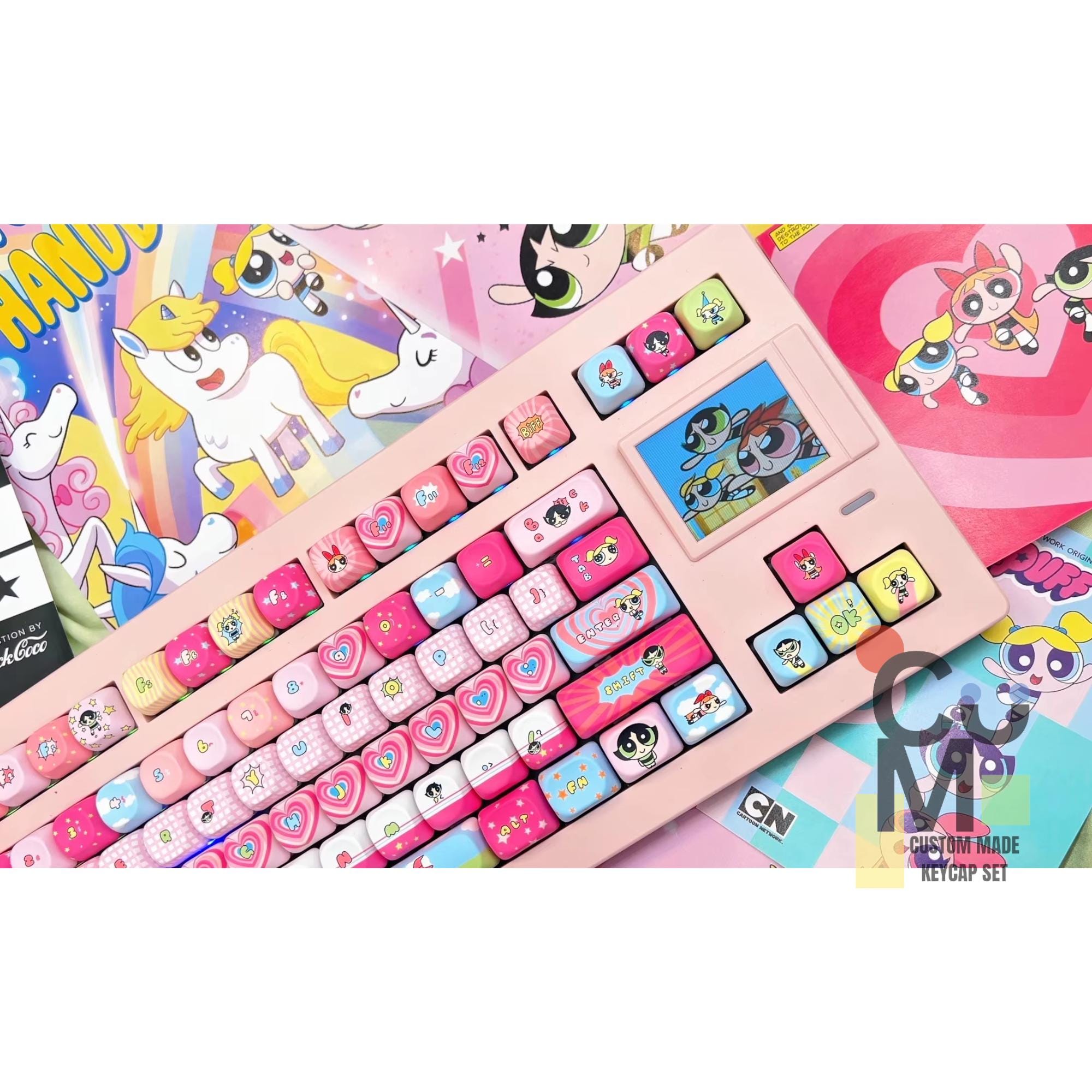 Custom Keycaps, the Powerpuff Girls Keycaps, 136 Keys PBT