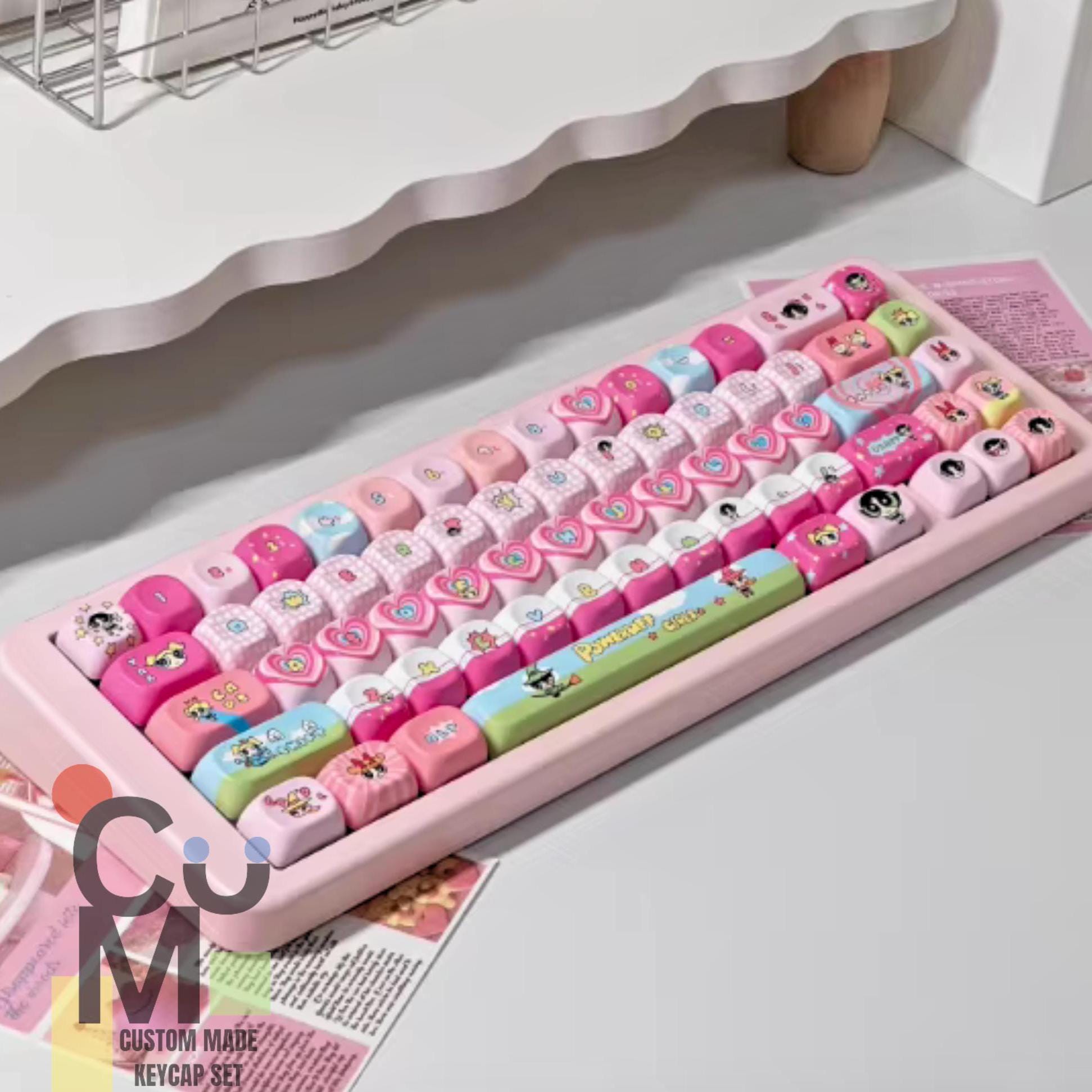 パワーパフガールズKEYCAPS Custom Keycaps, the Powerpuff Girls Keycaps, 136 Keys PBT
