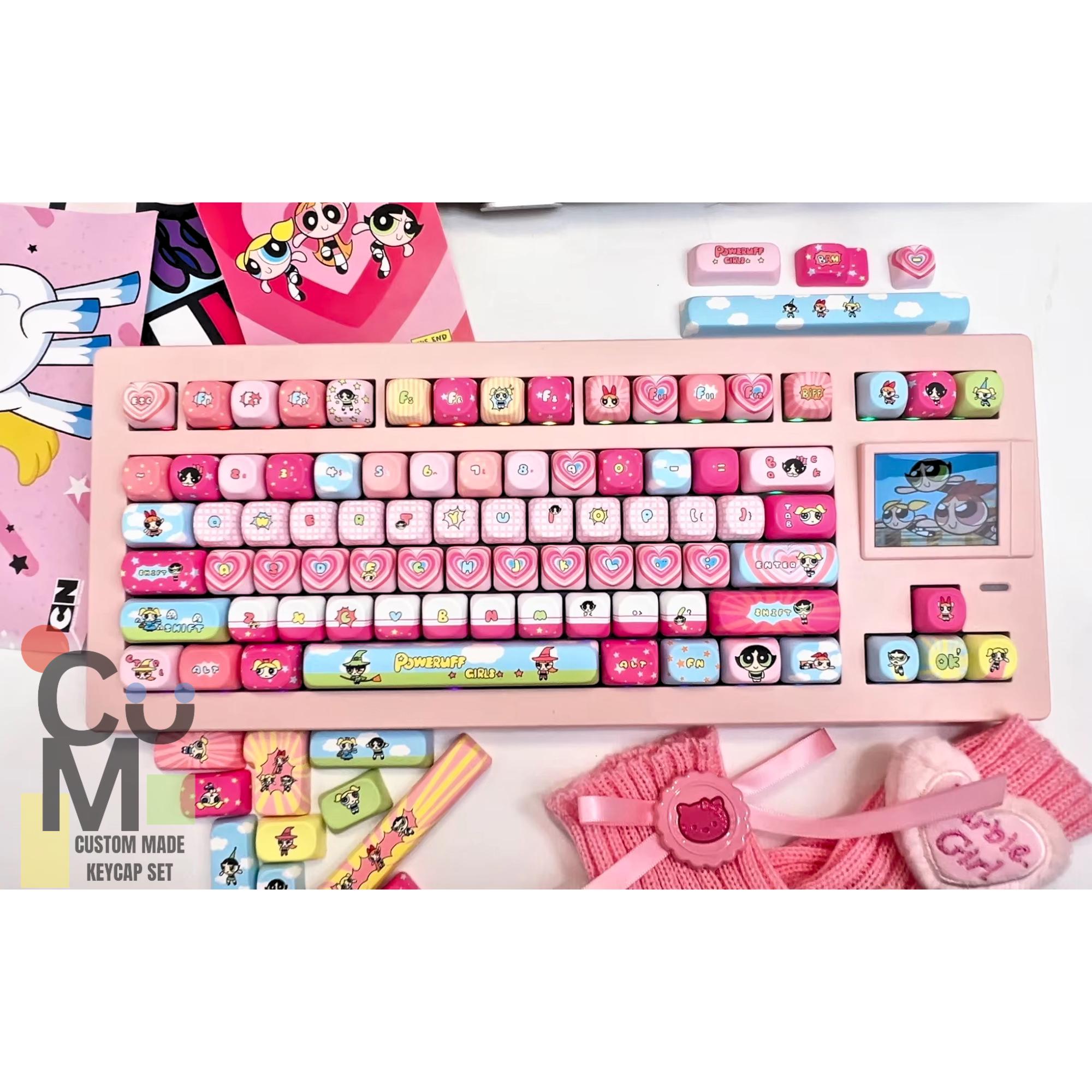 Custom Keycaps, the Powerpuff Girls Keycaps, 136 Keys PBT