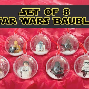 Christmas Baubles Christmas Tree Decorations Secret Santa Gifts Mini Figures Star Wars Princess Leia Han Solo Darth Vader C3P0 Stormtrooper