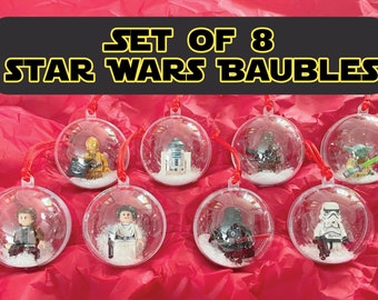 Christmas Baubles Christmas Tree Decorations Secret Santa Gifts Mini Figures Star Wars Princess Leia Han Solo Darth Vader C3P0 Stormtrooper