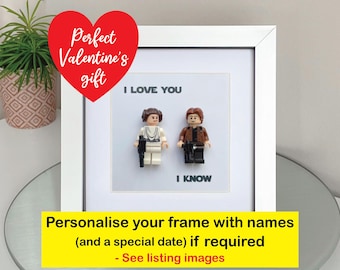 Personalised Valentines Gift for Her Him Star Wars  I Love You I Know Present Princess Leia Han Solo