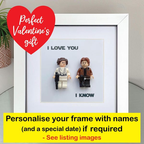 Personalised Valentines Gift for Her Him Star Wars  I Love You I Know Present Princess Leia Han Solo