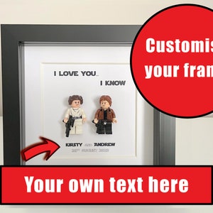 Mini Figur Star Wars Rahmen Geschenk Personalisierte Han und Leia Personalisierte Geburtstagsgeschenk für Sie Ihn Geburtstagsgeschenk für Frau Mann Jahrestag