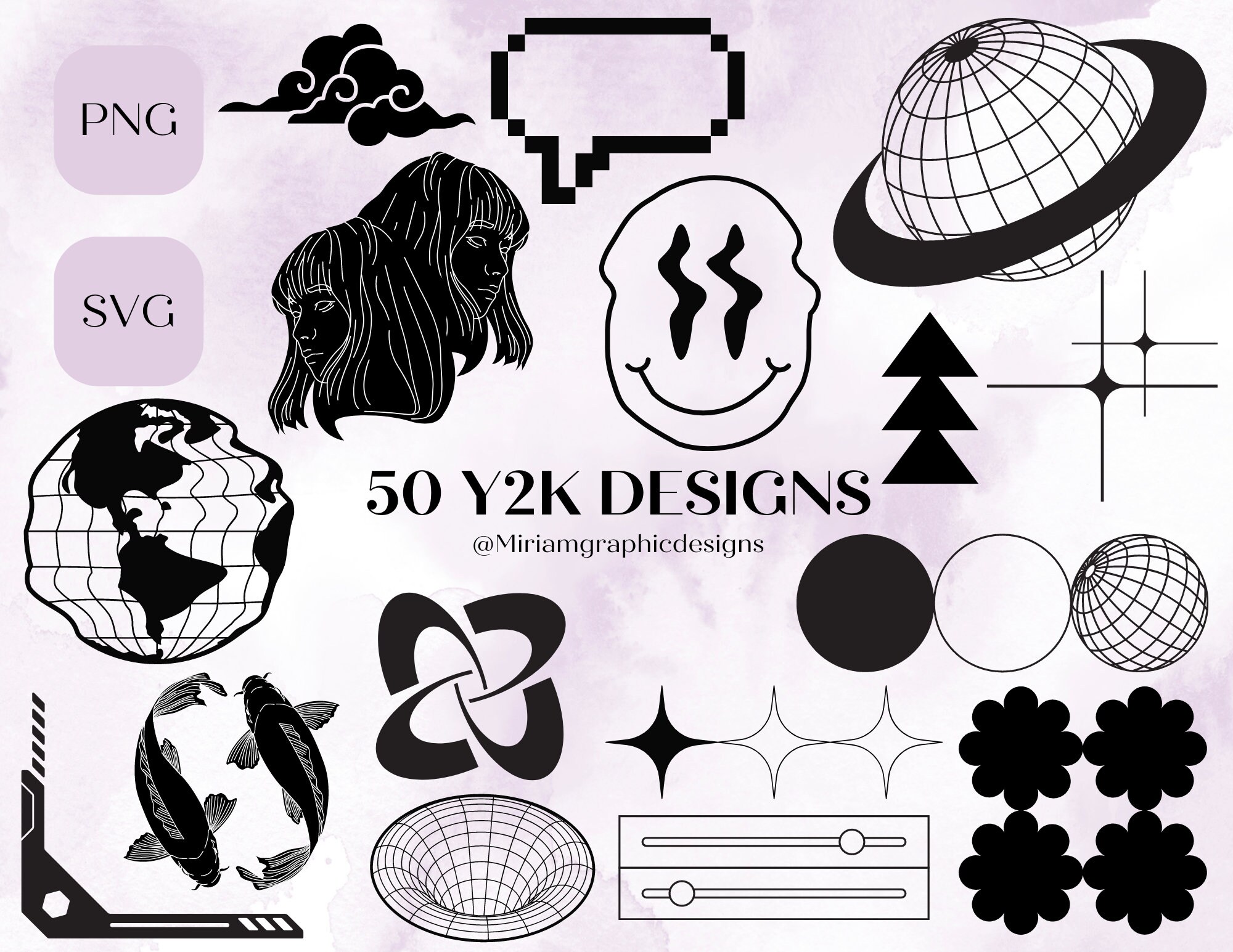 Y2K SVG Assortment Y2K Stickers Retro SVG Trendy Svg 