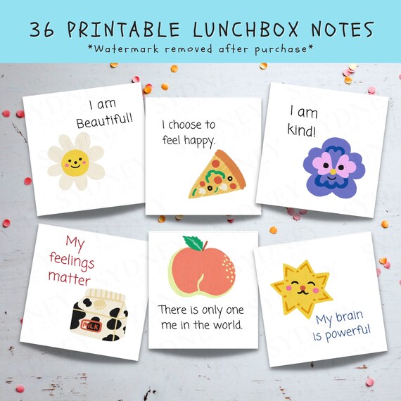 Printable Lunch Box Notes Templates Lunch Box Notes for Kid Etsy