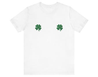 Green Clover Nipple Covers Tee | Shamrock Breast Placement T-Shirt
