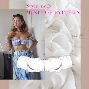 PDF MiniCrop Top Sewing Pattern|Digital sewing pattern|US Size 2 TO 14 |mini neck bralet style cropped-top, with elastics