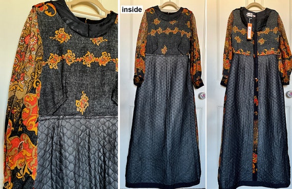 1970s woollen winter dress from Cresta, quilted s… - image 9