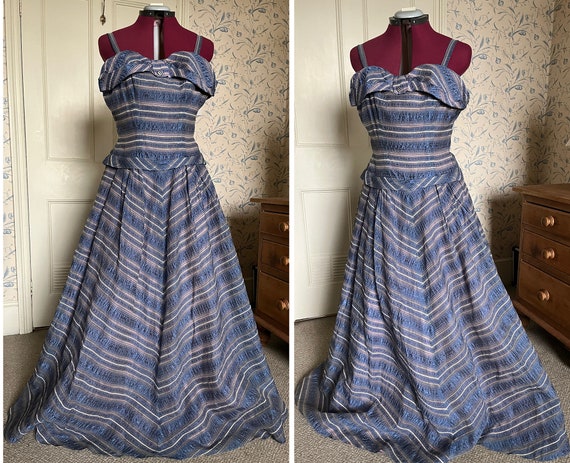 Rare 1950s authentic vintage striped ballgown “Mo… - image 3