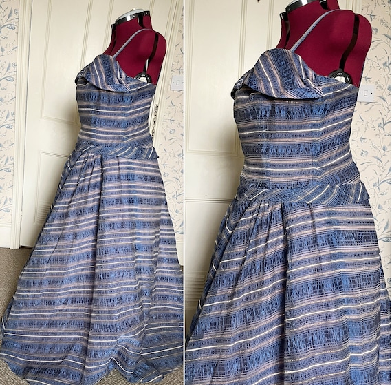 Rare 1950s authentic vintage striped ballgown “Mo… - image 4