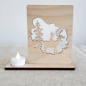Houten Winter Wonderland Wenskaart, Gepersonaliseerd cadeau van hout. (met kaarthouder)