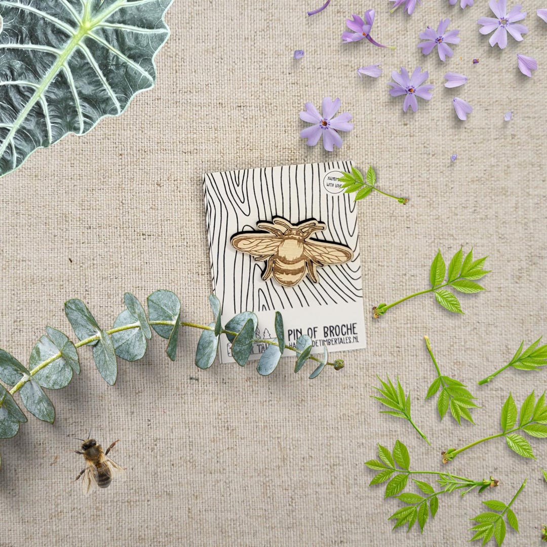 Wooden Bee Pin - Handmade Insects Badges for Nature Lovers and Kids - Etsy