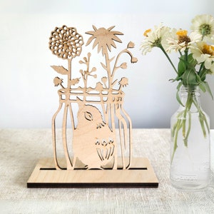 Kleiner Vogel Grußkarte, Natur Kunst aus Holz, personalisiertes Geburtstagsgeschenk aus Holz. (mit Kartenhalter)