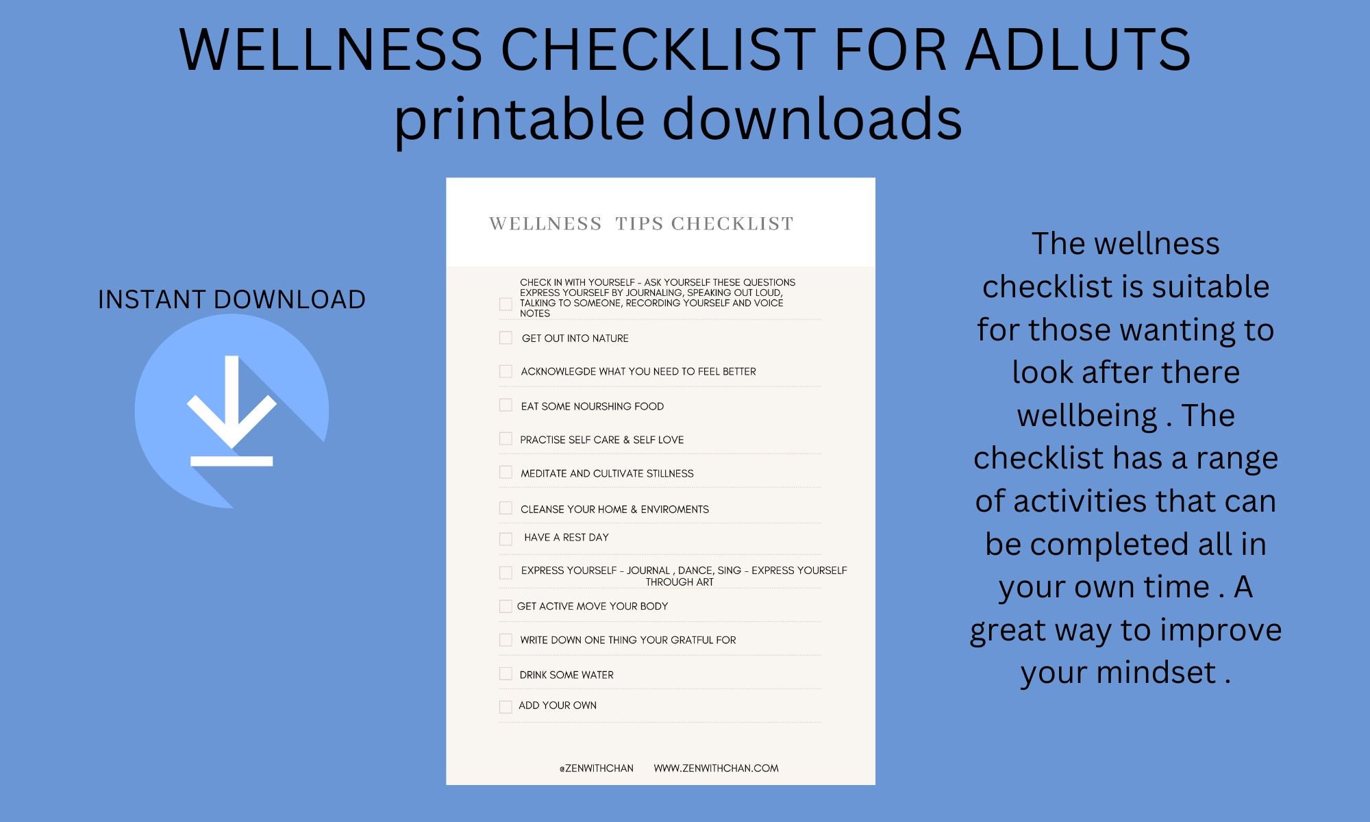 Wellness Checklist.pdf Wellness Check List Printable Descriptions Template Etsy - Etsy