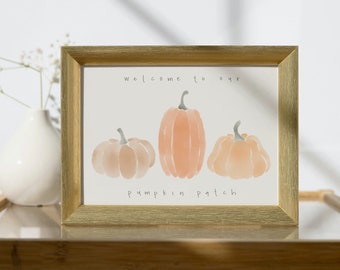 ZNAK PUMPKIN PATCH, znak powitalny z dyniowym wzorem, nadruk z dyniowym wzorem, nadruk z dyni, sztuka ścienna z dyni, znak z dynią, nadruk jesienny, sztuka ścienna jesienna, jesień