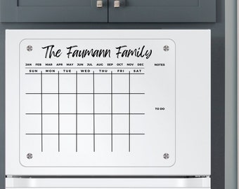 FREE SHIPPING Personalized Magnetic Calendar Acrylic Meal Planning Calendar Magnetic Fridge Planner for Kitchen Organization 2023