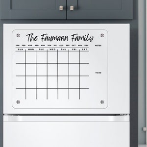 FREE SHIPPING Personalized Magnetic Calendar Acrylic Meal Planning Calendar Magnetic Fridge Planner for Kitchen Organization 2025
