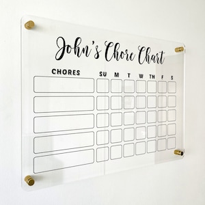 Chore Chart for Kids Personalized Dry Erase Board Goal Incentive Reward Chart for Kids Monthly and Weekly Calendar Family Habit Tracker