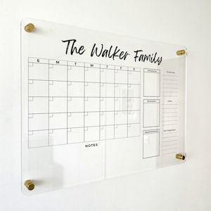 Acrylic Family Planner Large Wall Calendar Dry Erase Board Command Center Monthly Calendar Monthly and Weekly Acrylic Reusable Calendar 2025