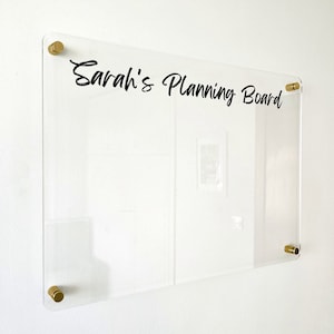 PERSONALIZED BOARD for Wall Acrylic Personalized Dry Erase Board Wall Calendar Monthly and Weekly Calendar Housewarming Gift Goals To Do