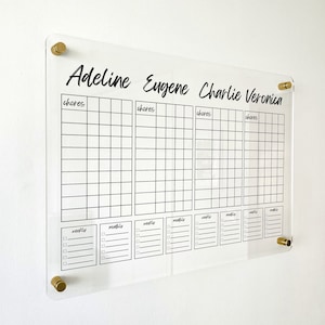Kids CHORE CHART Multiple Responsibility Chart Dry Erase Calendar School Chart Kids Schedule Acrylic Calendar Board Chore Chart for Kids